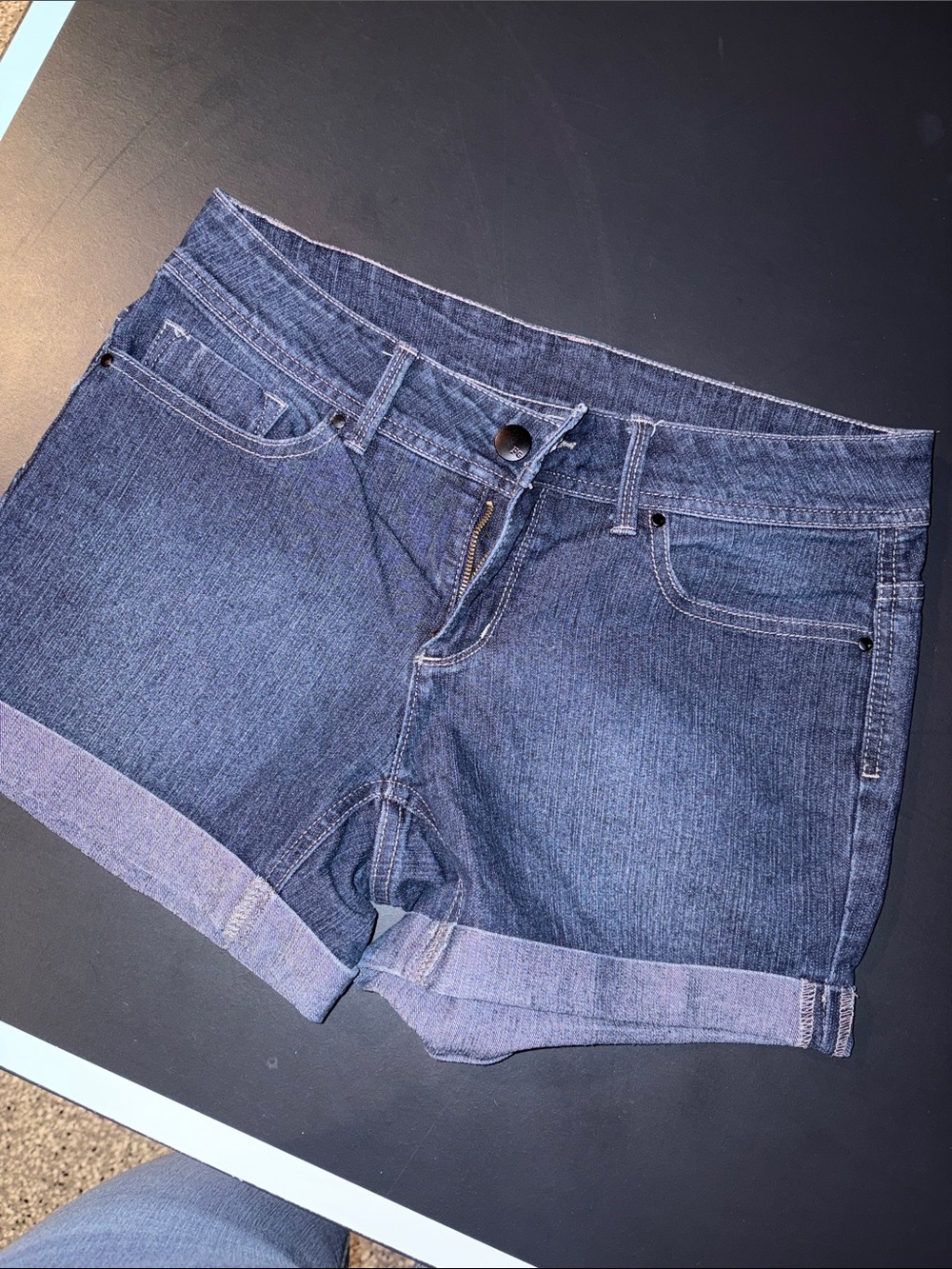 Faded Glory Dark Blue Cuffed Denim Shorts